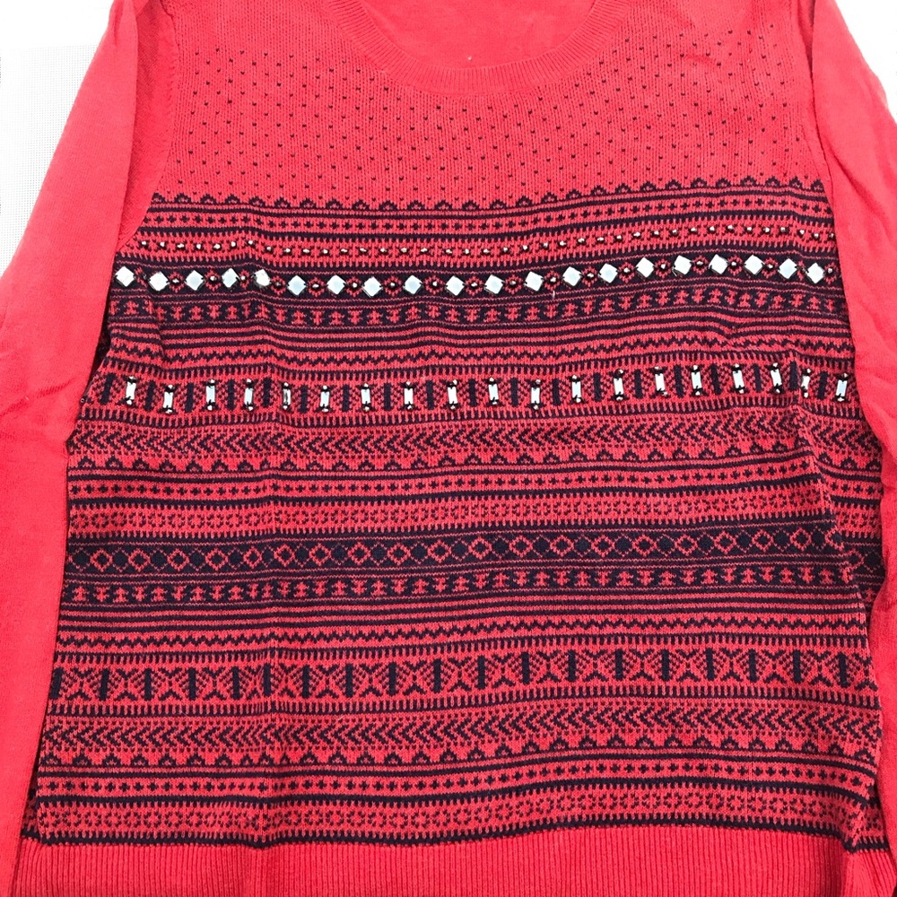 Merona Fairisle Red Sweater with jewels size XXL